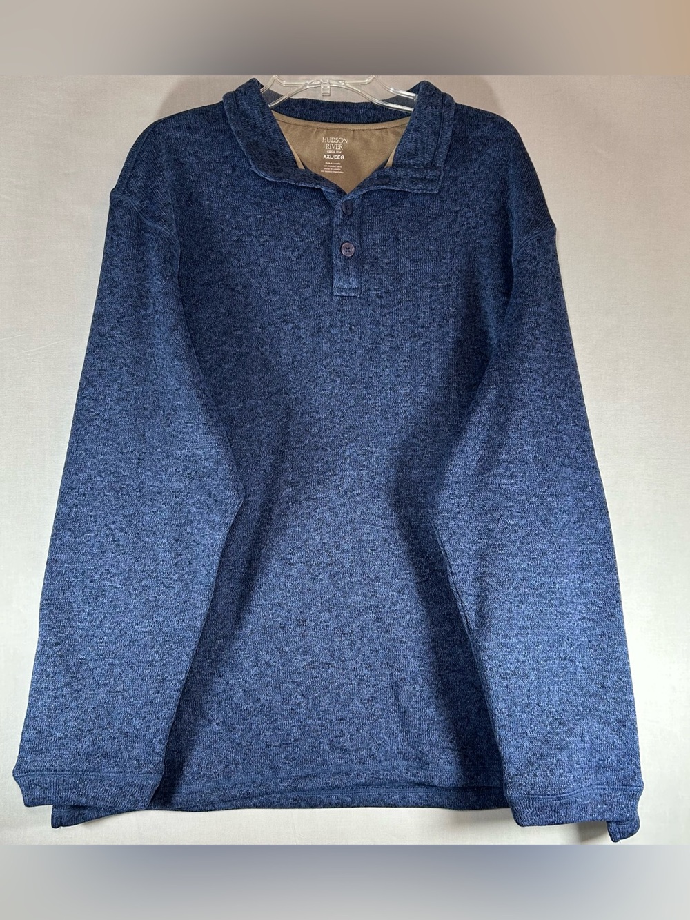 HUDSON RIVER Mens Black/Gray 1/4 Button Long Sleeve Heavy Sweater Size XXL